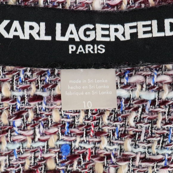 Karl Lagerfeld Dress Womens 10 Red Ivory Plaid Tweed Lined Zip Resort Career - Picture 15 of 16